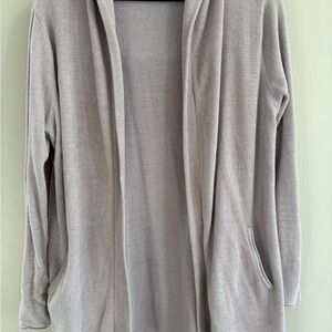 Barefoot Dreams CozyChic Ultra Lite Hooded Cardigan - Beach Rock - Size Medium